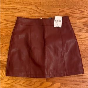 Burgundy leather skirt